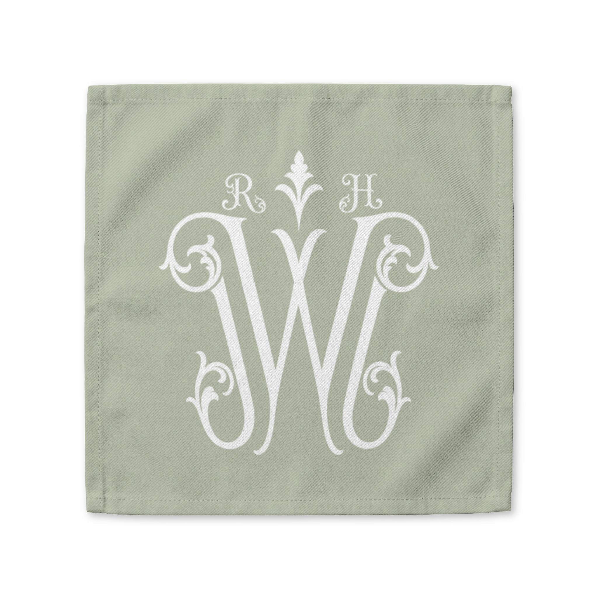 Monogram W Cotton Napkin — Personalized Initials Dinner Napkin